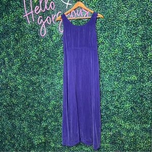 Vtg. Y2K 90s Purple Rayon Whimsigoth Grunge Maxi Dress Rabbit Designs Sz 8